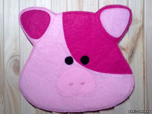 Прихватка розовая свинка
